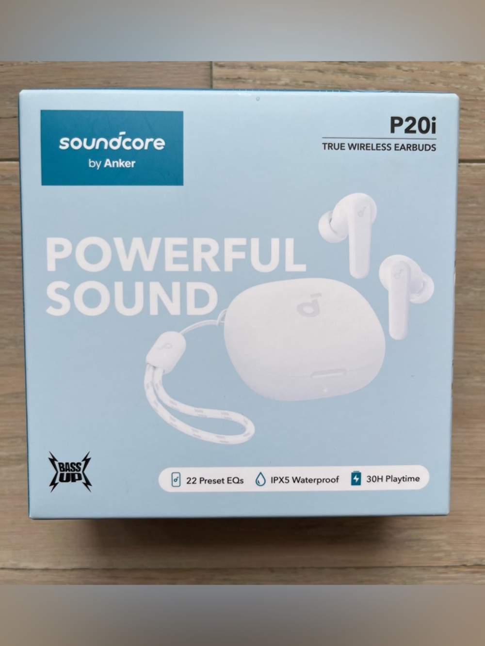 Anker Soundcore P20i Wireless Earbuds - White with Blue Case - Picture 2 of 5